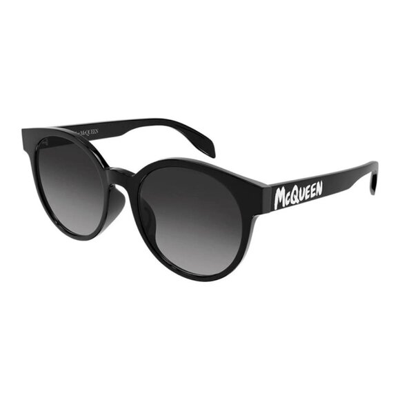 NEW ALEXANDER MCQUEEN SUNGLASSES BLACK WOMEN ROUND EYEWEAR - Picture 1 of 3